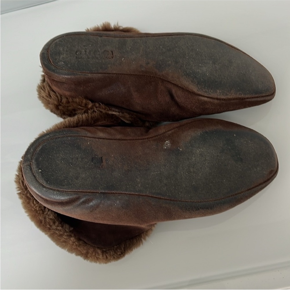 Gucci Brown Shearling Horsebit Loafers - Picture 10 of 14